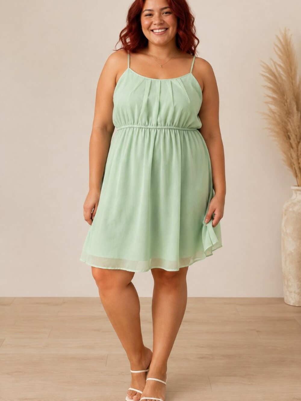 G21 Mint Green Chiffon Fit & Flare Dress XXL Adjustable Straps